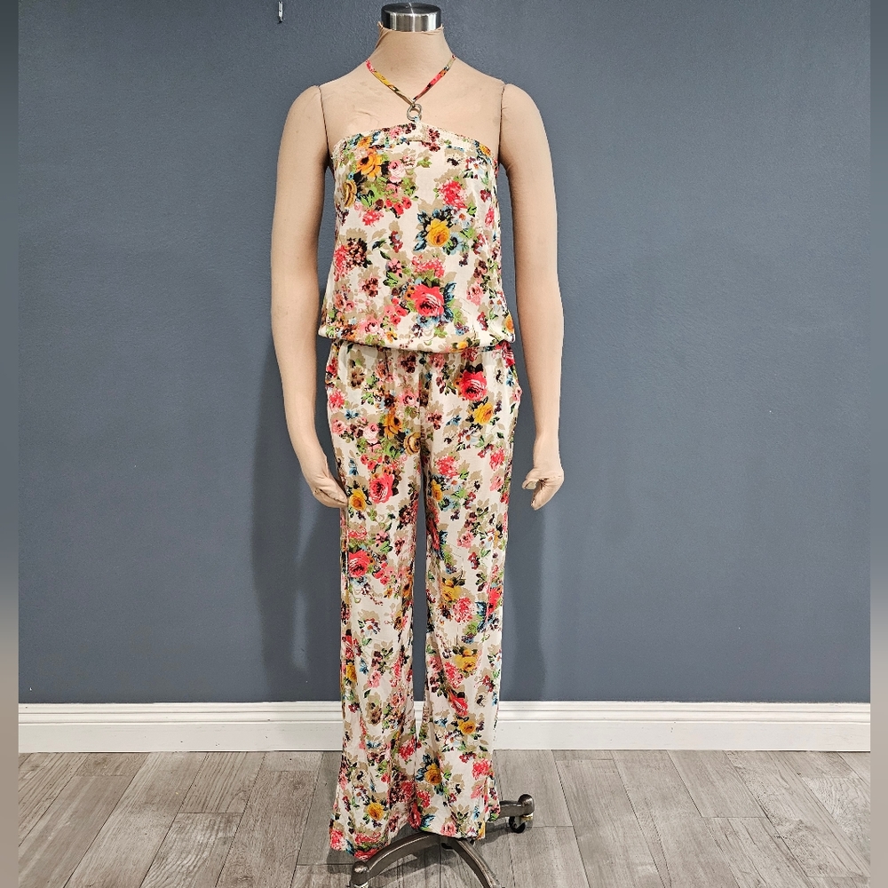 POLOGARAGE Halter Tube Top Multicolor Floral Jumpsuit XS/S